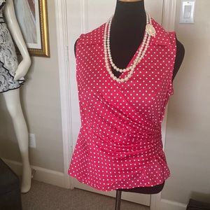 Fuschia and white faux wrapped top by Jones of NY🌺